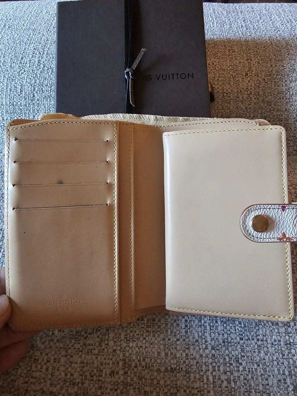 Louis Vuitton White Multicolor Monogram Compact Wallet with Brown Trim - Picture 8 of 9